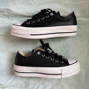 CONVERSE Chuck Taylor All Star Platform Leather Sneakers CHUCKS 7 7.5 Black